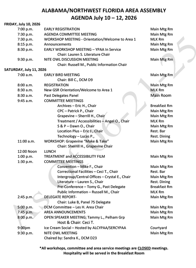 july 2026 agenda